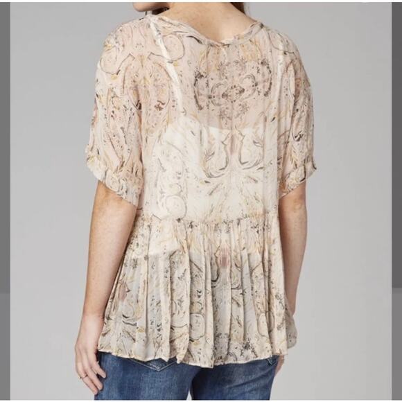 Free People Women's Say You Will Flowy Blouse Top Bohemian Boho Ivory Size Small - Picture 2 of 11